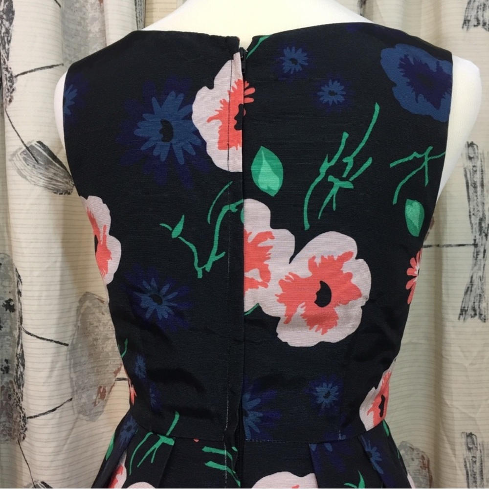 ModCloth - Blue Pink Flowers on Black Fit & Flare Dress with hidden POCKETS! - Picture 10 of 14